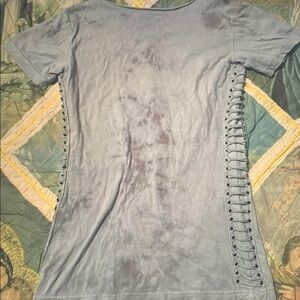 Affliction Blue Lace-Up Side Top